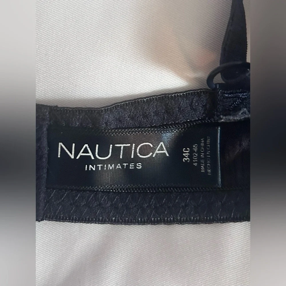 Nautica Navy Blue Ribbed Push-Up Underwire Bra Size 34C